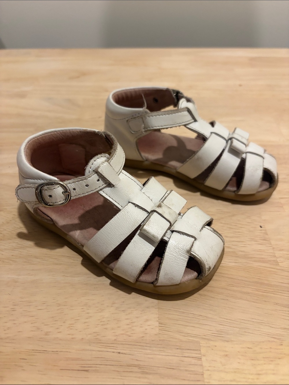 Jacadi White Leather Fisherman Sandals Size 22 EU